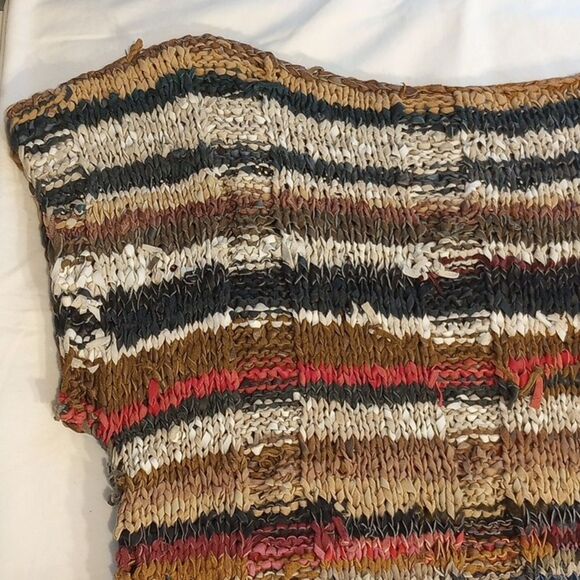 Women’s Genuine Leather Hand Knitted  Multi Colored Tee Shirt - Picture 2 of 6